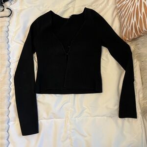 Express Body Contour Black Long Sleeve Knit Top